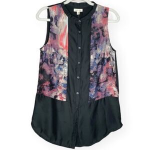 Silence + noise Urban Outfitters button‎ down sleeveless printed design blouse